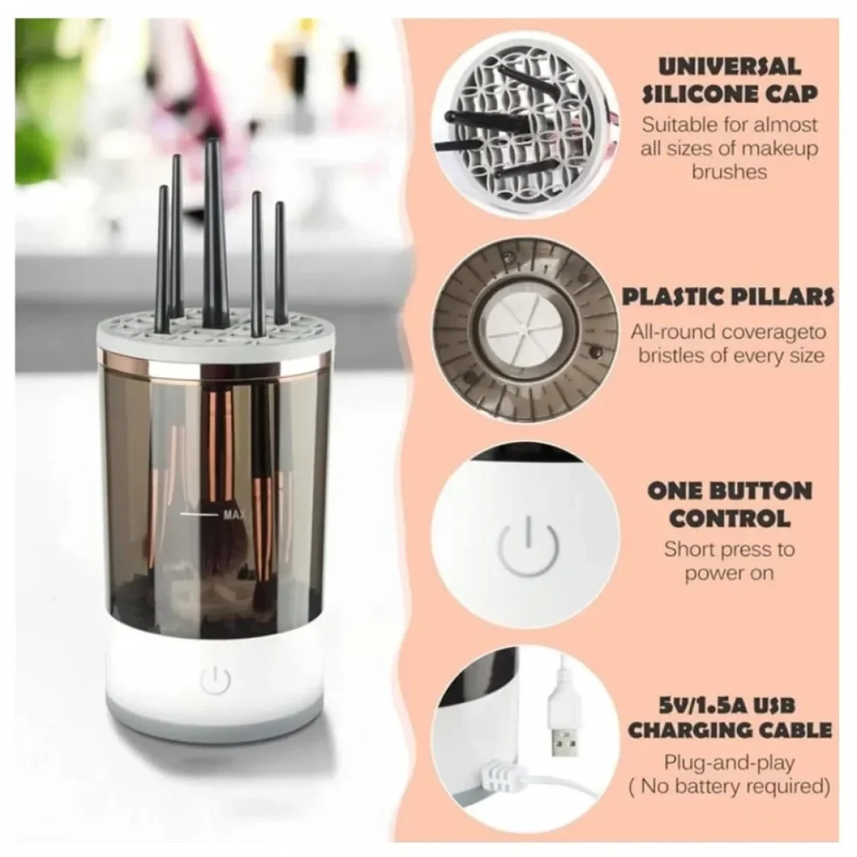 Ηλεκτρικό Καθαριστικό Μακιγιάζ με Βύσμα - Makeup Brush Cleaner - Photo4