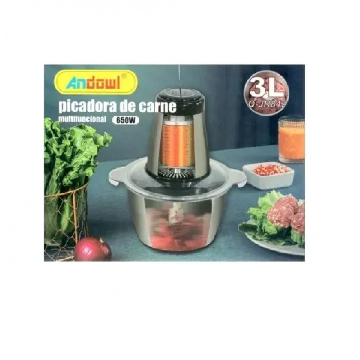Andowl Q-JR842 Ηλεκτρικός πολυκόφτης μπλέντερ Multi Blender 650W με ανοξείδωτο δοχείο 3.0L - Image 3
