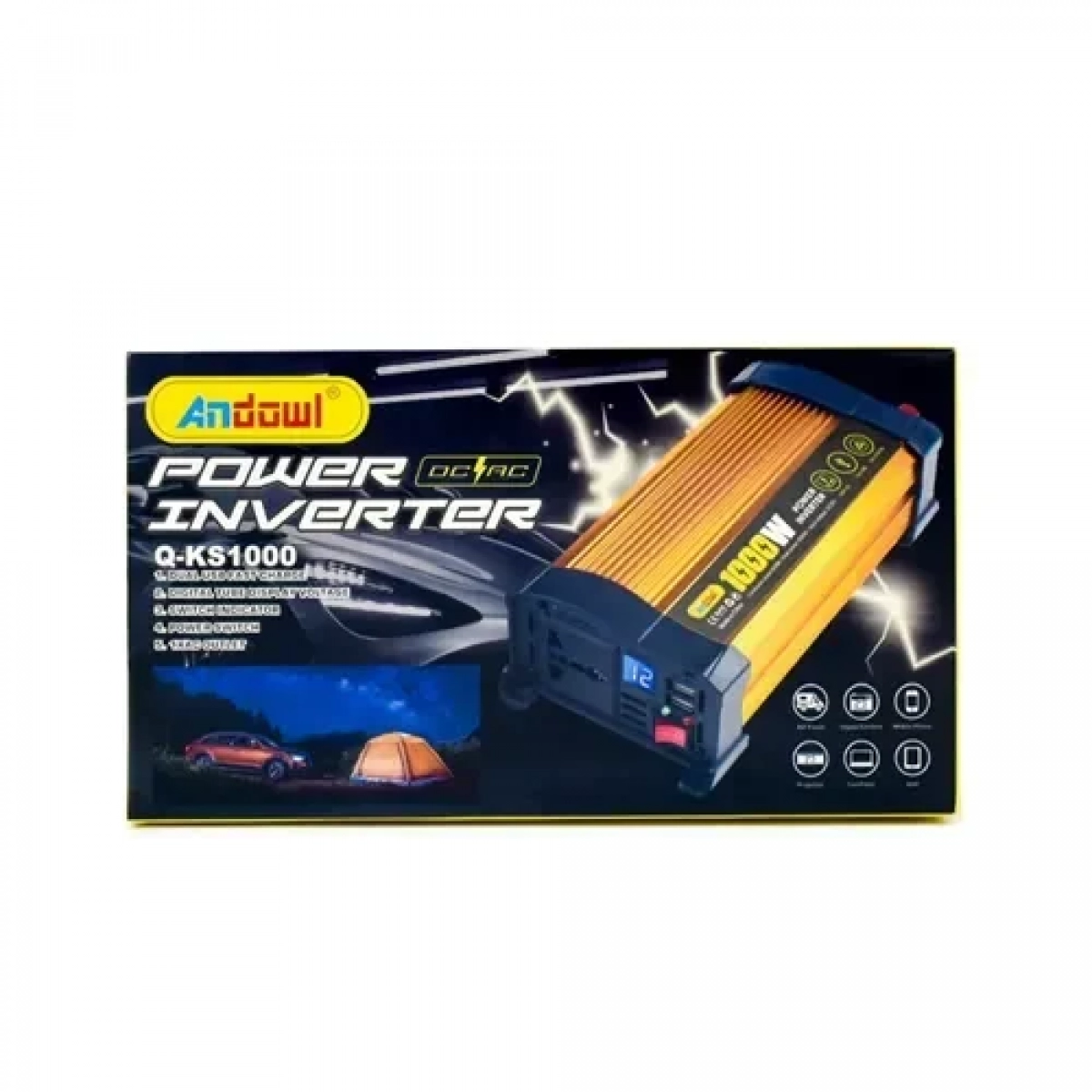 Inverter τροποποιημένου ημιτόνου 1000W 12V σε 220V Andowl Q-KS1000 – χρυσό - Image 4