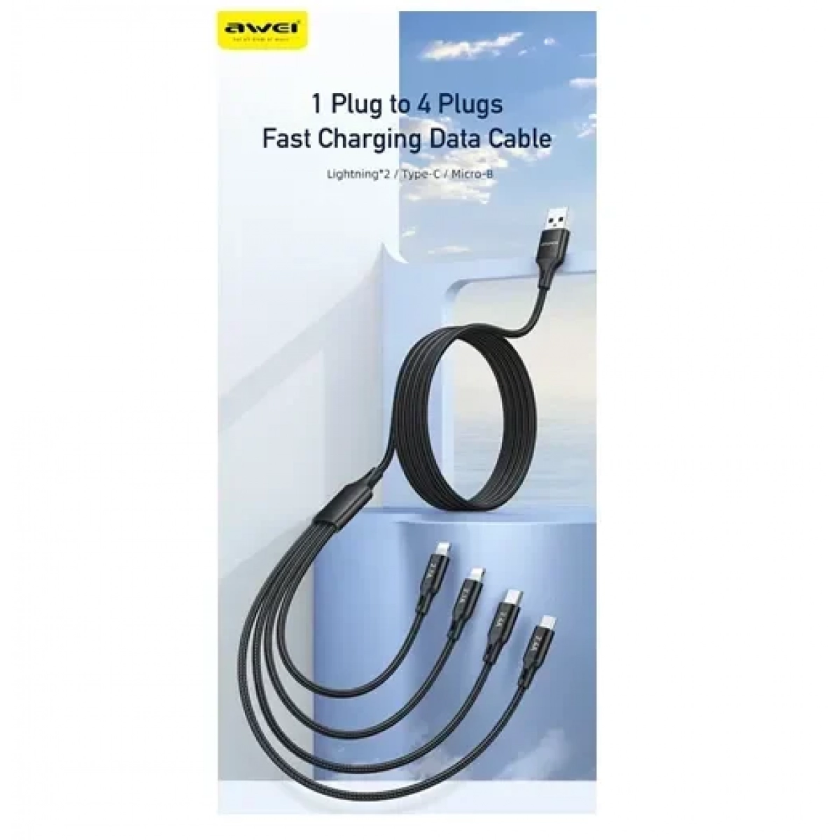 Καλώδιο φόρτισης & data 4in1 Fast Charge CL-129 1.5m AWEI - Image 3