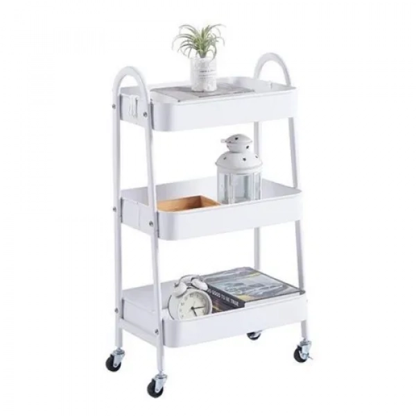 Τρόλει Κουζίνας Μεταλλικό 3 Θέσεων 45x30.5x77cm σε Λευκό Χρώμα 21814