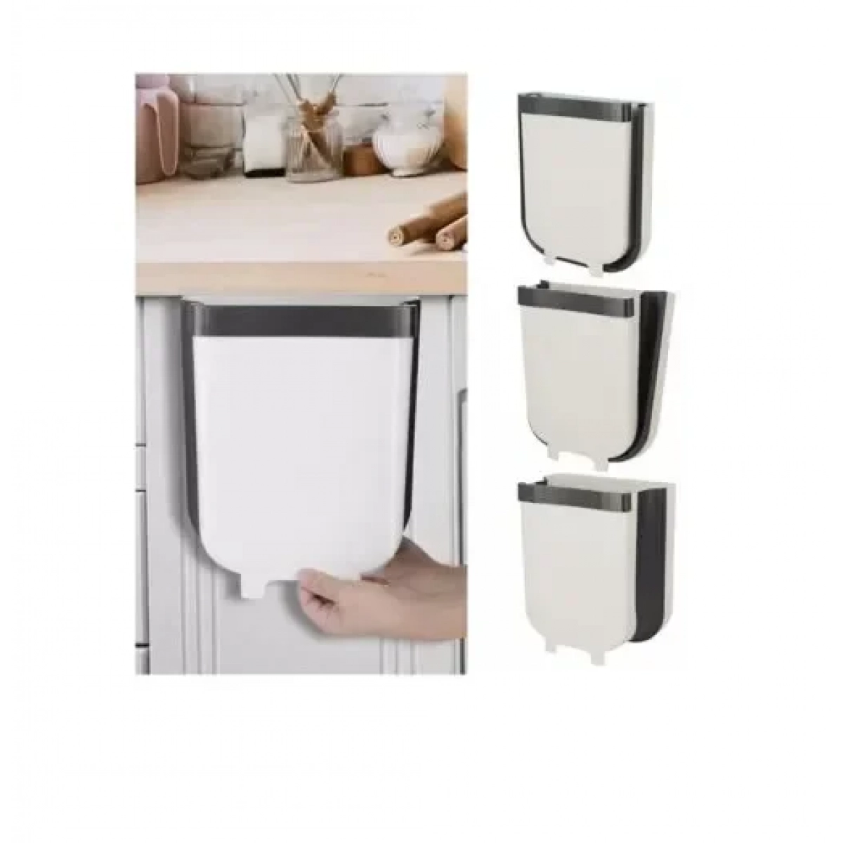 Πλαστικός πτυσσόμενος κάδος απορριμάτων για ντουλάπι 25x28.5x17.5cm 94951 λευκό - Image 2