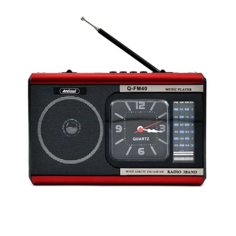 Ραδιόφωνο με ρολόι & ηχείο Bluetooth με φακό Andowl Q-FM40 – κόκκινο, μαύρο