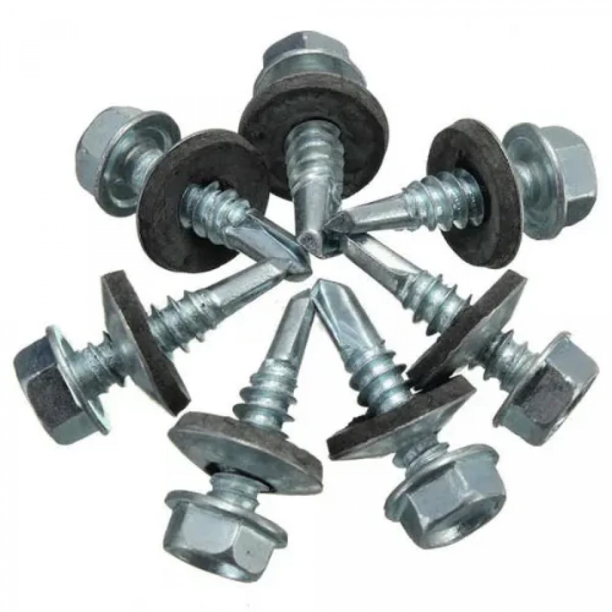 Βίδες αυτοδιάτρητες εξάγωνες με ροδέλα στεγανοποίησης 6.3x25mm Σετ 8 τμχ Bossram 620327