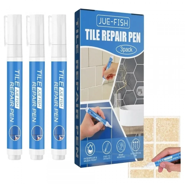 Σετ 3 τμχ Μαρκαδόρος Επιδιόρθωσης - Ανανέωσης Πλακιδίων Jue-Fish, σε Λευκό Χρώμα - Photo1