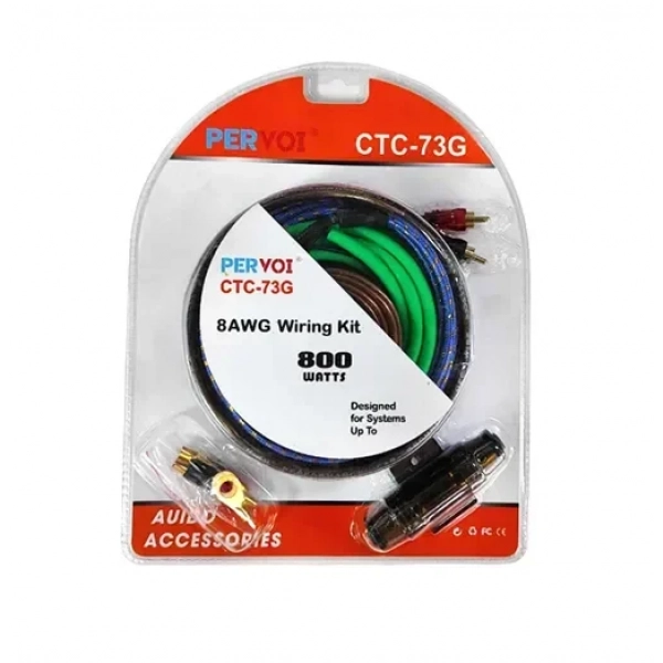Σετ καλωδίων ενισχυτή αυτοκινήτου 800W CTC-73G – 8AWG Wiring Kit Car Cables Pervoi