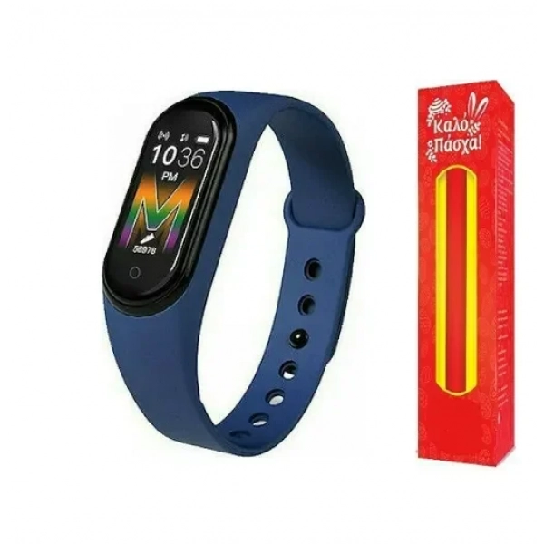 Smart Bracelet M5 Μέτρηση Παλμών, Πίεσης, Καταγραφή Ύπνου, Αθλήματα Μπλε και ΔΩΡΟ η λαμπάδα