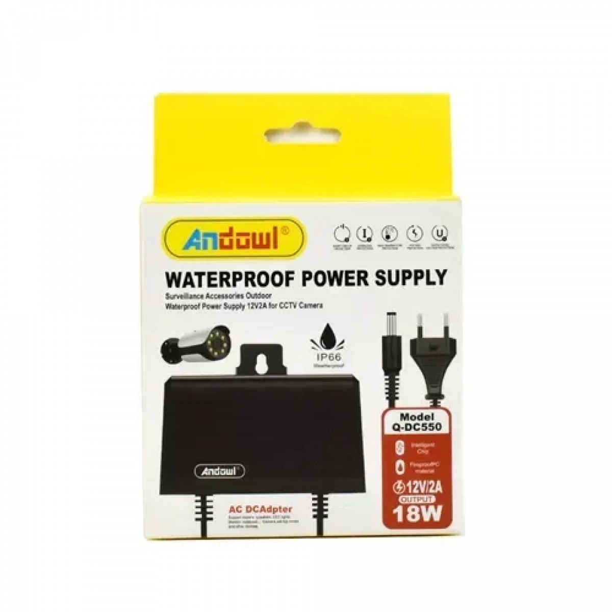 Universal τροφοδοτικό καμερών CCTV 12V 18W IP66 Andowl Q-DC550 μαύρο - Image 3