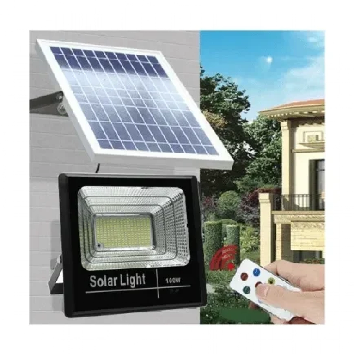 Ηλιακός Προβολέας Αδιάβροχος FO-100W με Φωτοβολταϊκό Πάνελ, Τηλεκοντρόλ και Χρονοδιακόπτη fo-8800