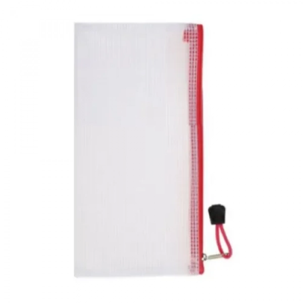 Φάκελος Διαφανής με Φερμουάρ Α6 10.5x23cm Κόκκινο Stelan 999076
