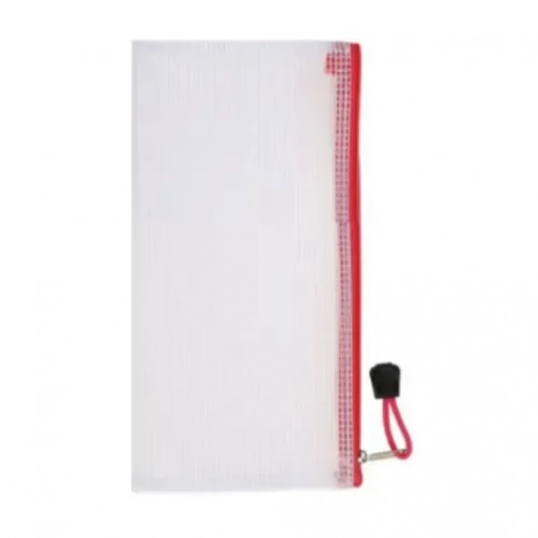 Φάκελος Διαφανής με Φερμουάρ Α6 10.5x23cm Κόκκινο Stelan 999076