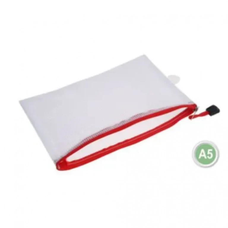 Φάκελος Διαφανής με Φερμουάρ Α5 24x17cm Κόκκινο Stelan 999077