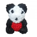 Αρκουδάκι Panda 40cm από τεχνητά τριαντάφυλλα με Καρδιά Rose Bear SDS-23861