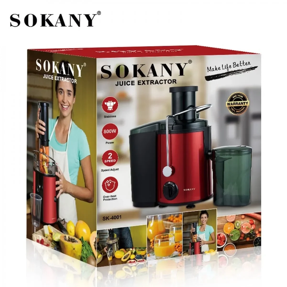 Sokany SK-4001 Αποχυμωτής 800W Κόκκινος - Image 3