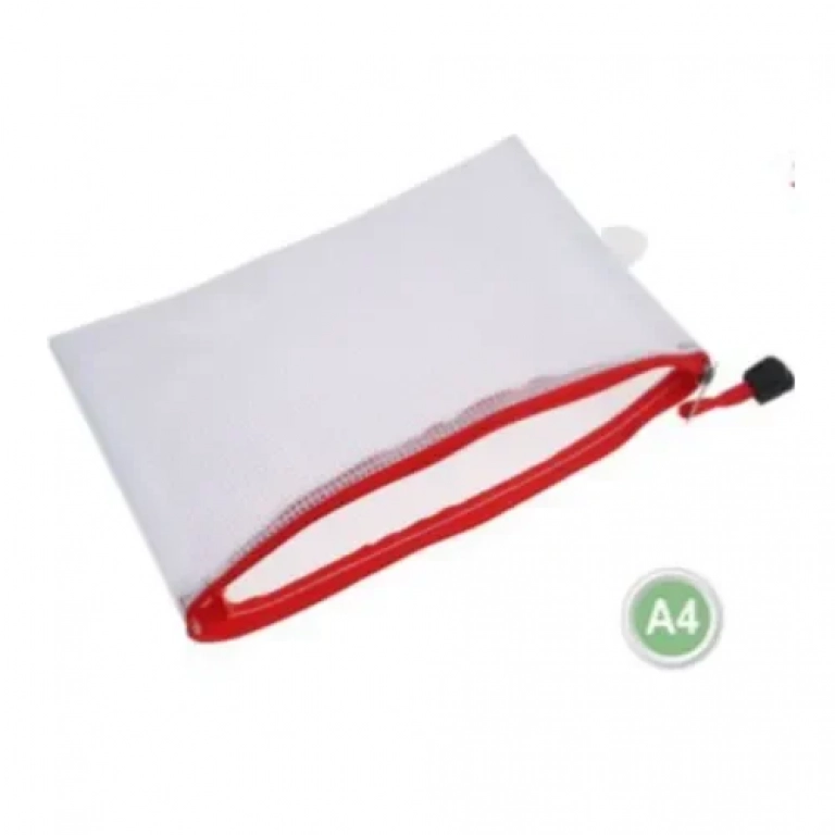 Φάκελος Διαφανής με Φερμουάρ Α4 35x24cm Κόκκινο Stelan 999079