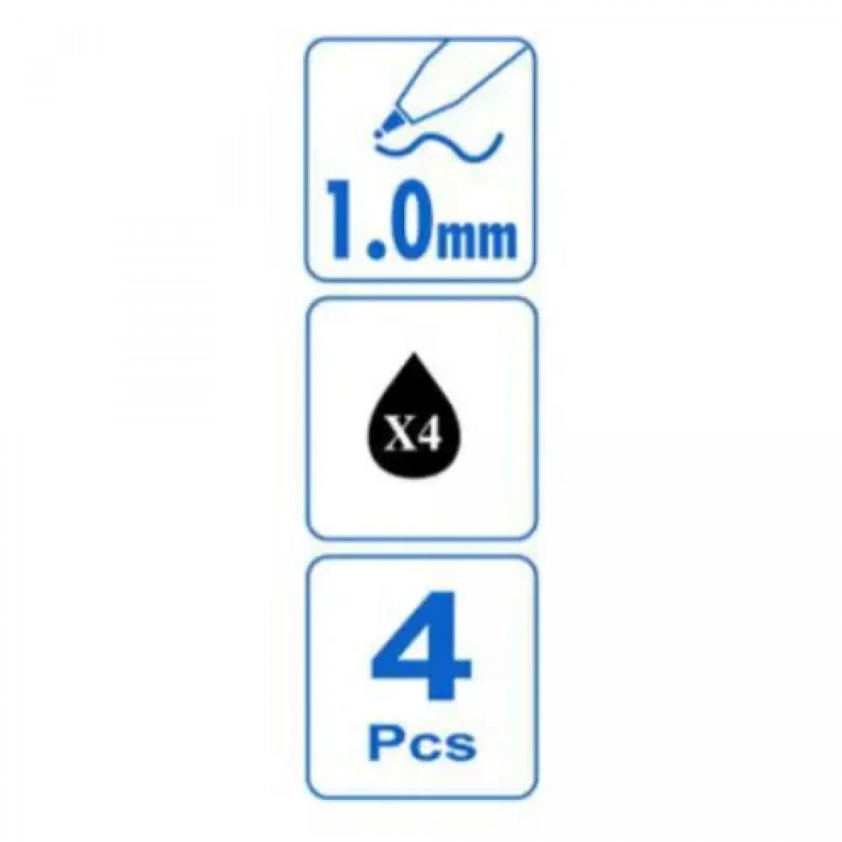 Στυλό Ballpoint 1.0mm με Μαύρο Mελάνι Σετ 4 τμχ Stelan 860603