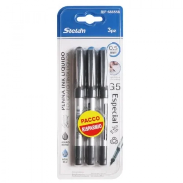 Στυλό Υγρής Μελάνης Rollpoint G5 Με Κλιπ & Πάχος Μύτης 0.5mm Σετ 3 τμχ Stelan 688558