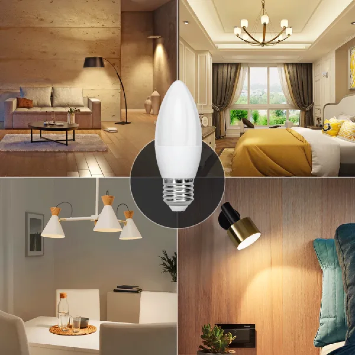 Λάμπες 2τμχ LED C37 E27 9W 3000K Aigostar