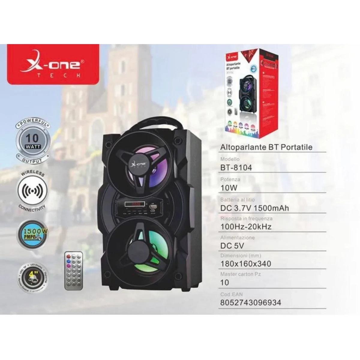 X-One Ηχείο με λειτουργία Karaoke BT-8104 σε Μαύρο Χρώμα - Image 2