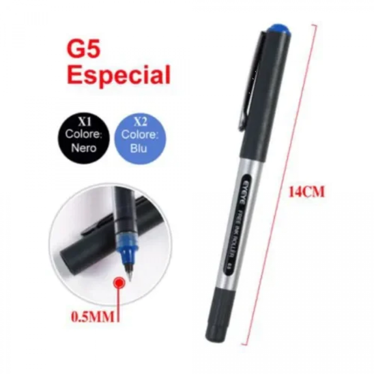 Στυλό Υγρής Μελάνης Rollpoint G5 Με Κλιπ & Πάχος Μύτης 0.5mm Σετ 3 τμχ Stelan 688558