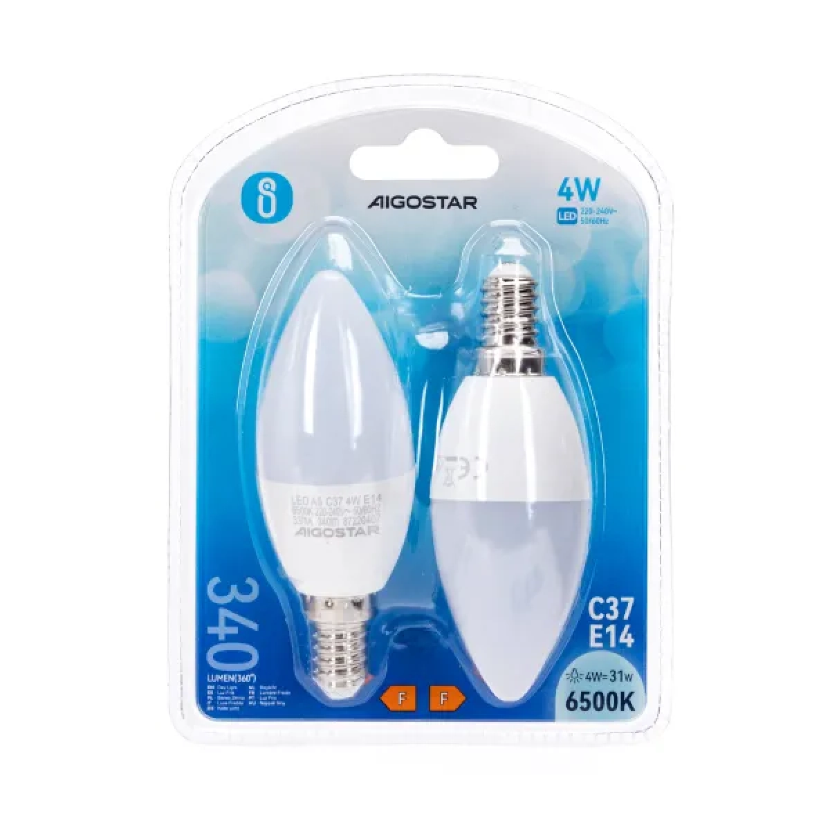 Λάμπες LED 2τμχ C37 E14 4W 6500K Aigostar