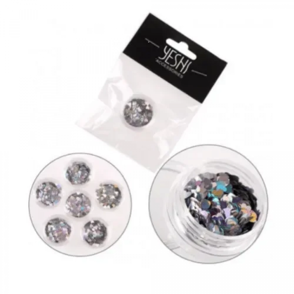 Ιριδίζουσα Παγιέτα σε Βαζάκι 2g για Nail Art σε Ασημί χρώμα A436