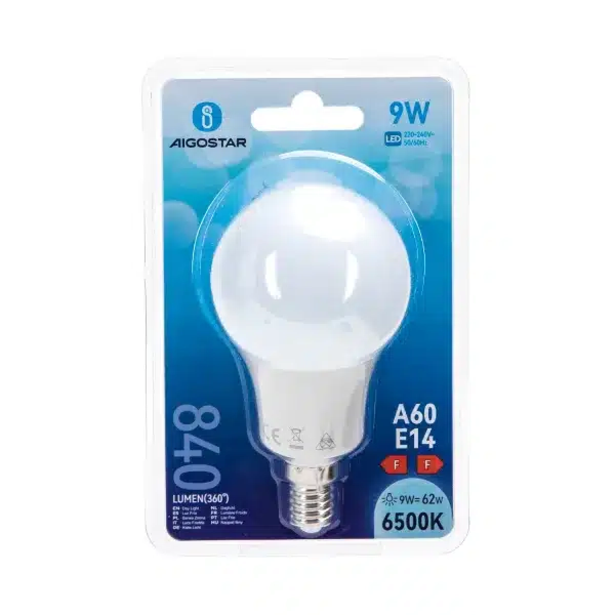 Λάμπα LED A60 E14 9W 6400K Ψυχρό Λευκό Aigostar