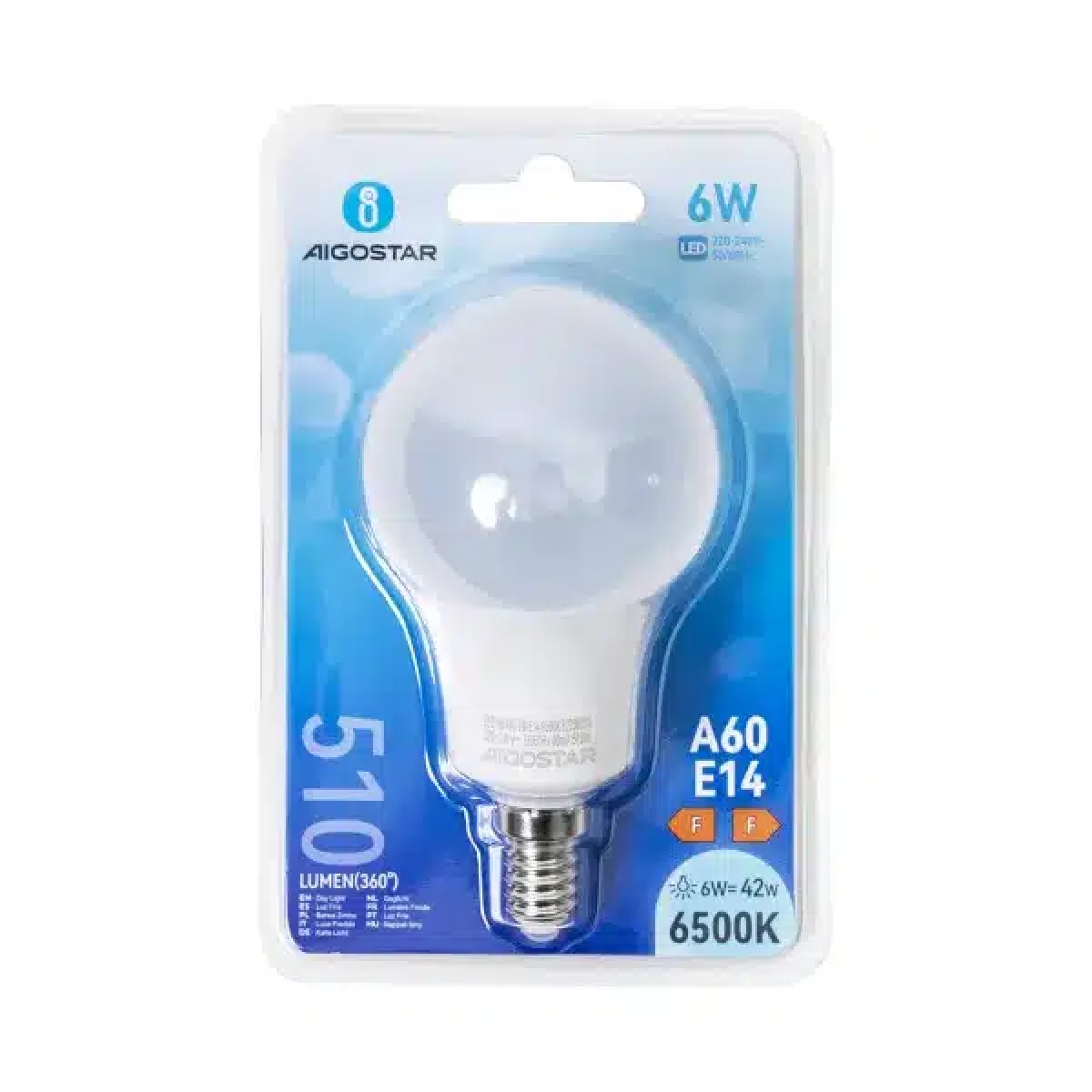 Λάμπα LED A60 E14 6W 6400K Ψυχρό Λευκό Aigostar