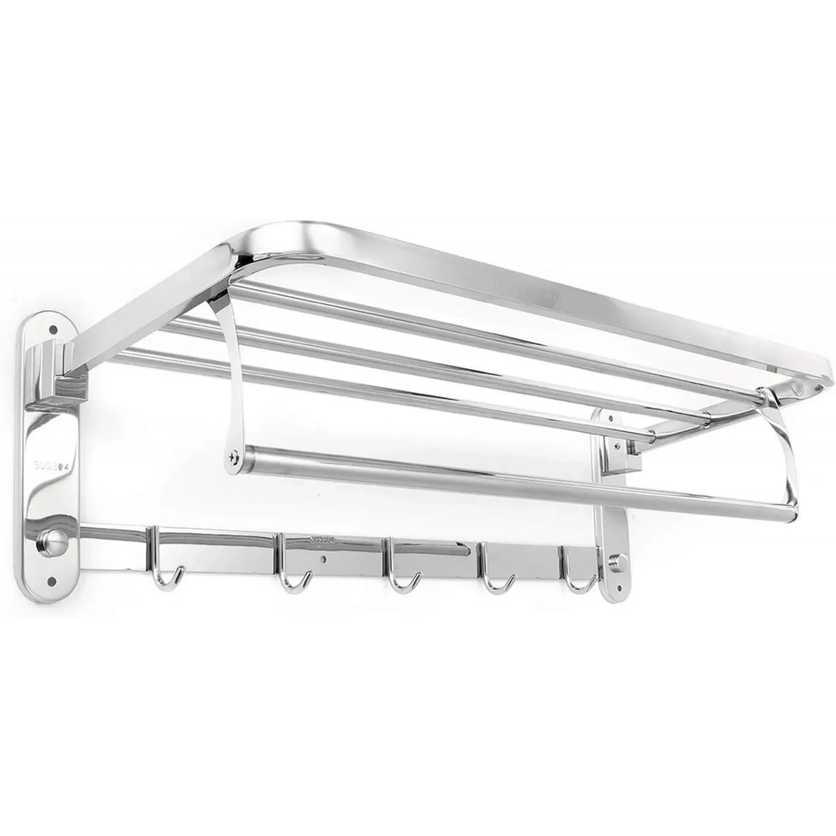 Ραφιέρα Μπάνιου 9 Θέσεων Επιτοίχια ​59x16.2cm Ασημί - Image 2