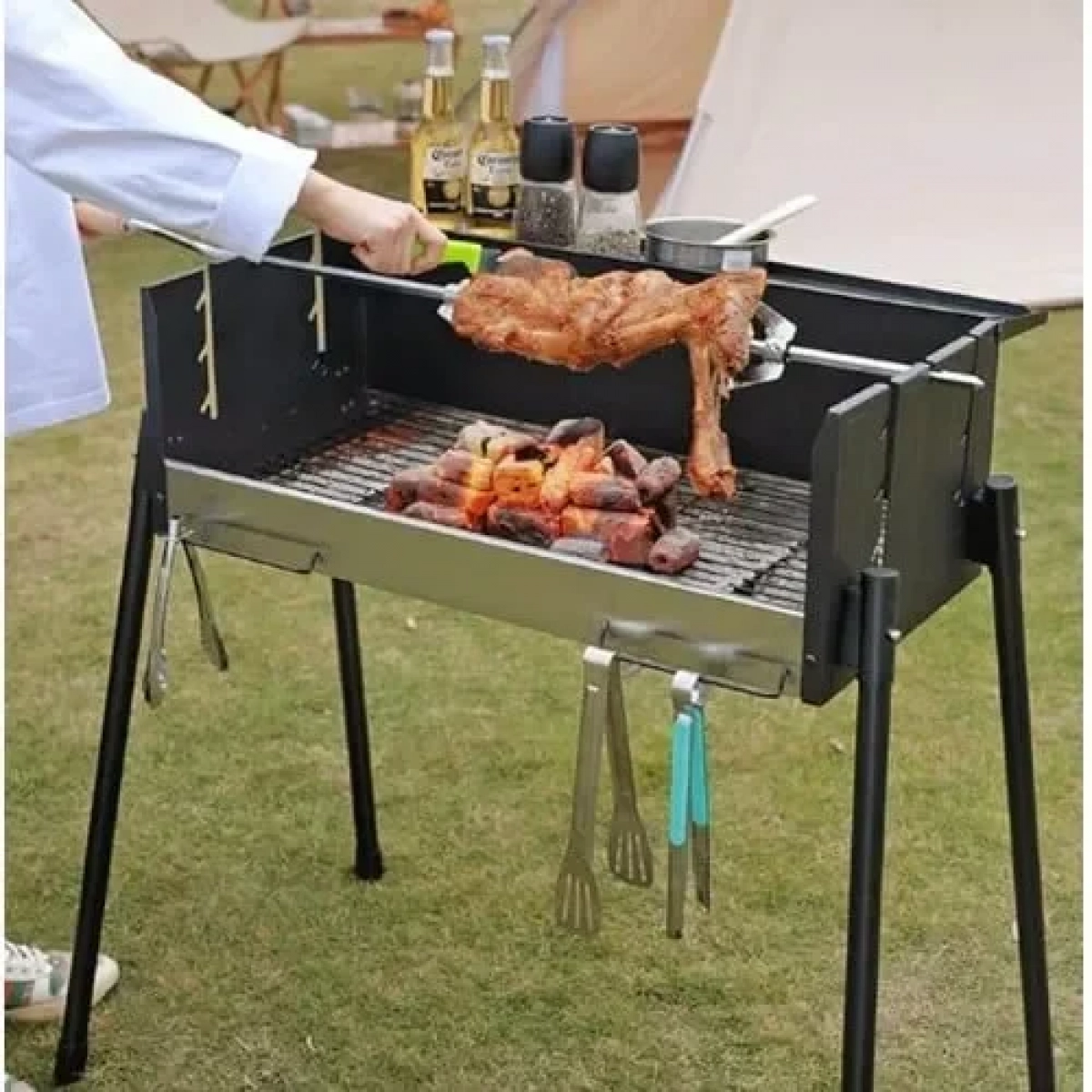 Ψησταριά Μπάρμπεκιου με κάρβουνο 77.5x71x122cm σε Μαύρo Χρώμα K-601