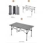 Αναδιπλούμενο Φορητό Μεταλλικό Τραπέζι για Ελεύθερο Camping και Picnic 95x50x55 cm Μαύρο SDS-21347