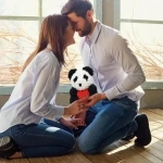 Αρκουδάκι Panda 40cm από τεχνητά τριαντάφυλλα με Καρδιά Rose Bear SDS-23861