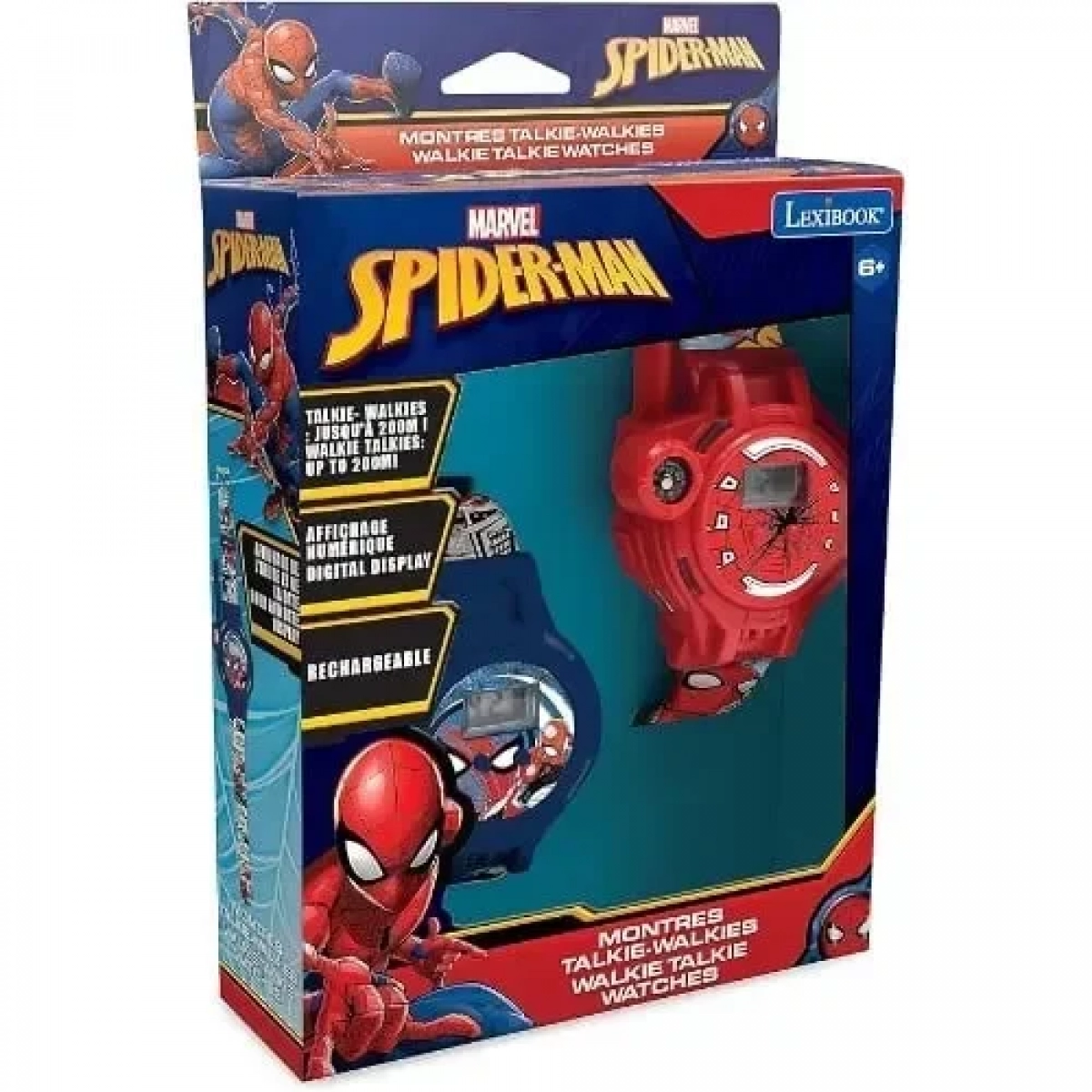Σετ Ρολόγια - Walkie Talkies Spiderman με Εμβέλεια έως 200m με Φακό & Πυξίδα Lexibook DMWTW1SP
