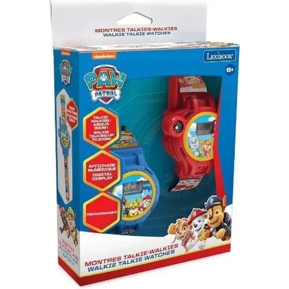 Σετ Ρολόγια - Walkie Talkies Paw Patrol με Εμβέλεια έως 200m με Φακό & Πυξίδα Lexibook DMWTW1PA