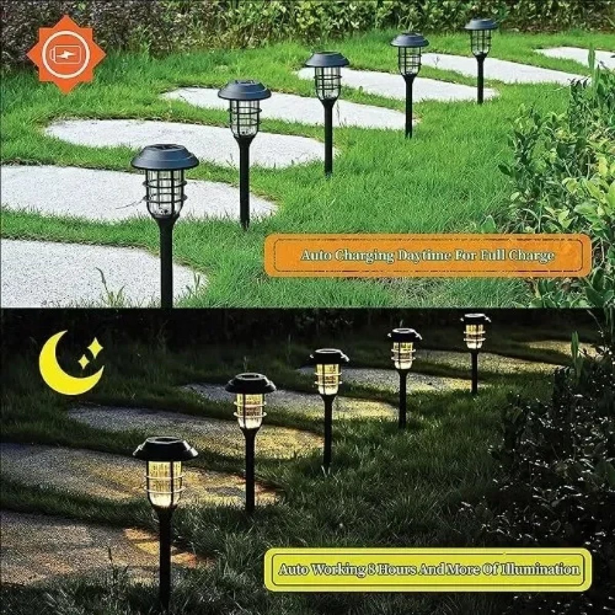 Ηλιακό Διακοσμητικό Φωτιστικό Κήπου LED "Ring" 12x42 cm σε Μαύρο Χρώμα Ε-1011