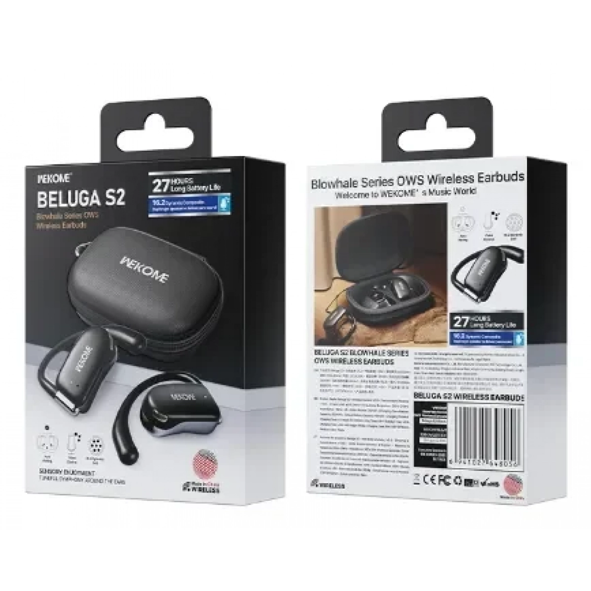 WEKOME Beluga S2 OWS Earphone ασύρματα ακουστικά - Μαύρα - Image 2