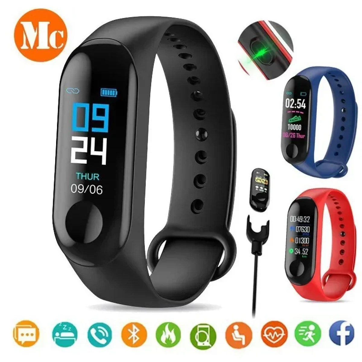 Smart Band Ρολόι με Bluetooth – M4 – OEM, σε μπλε χρώμα