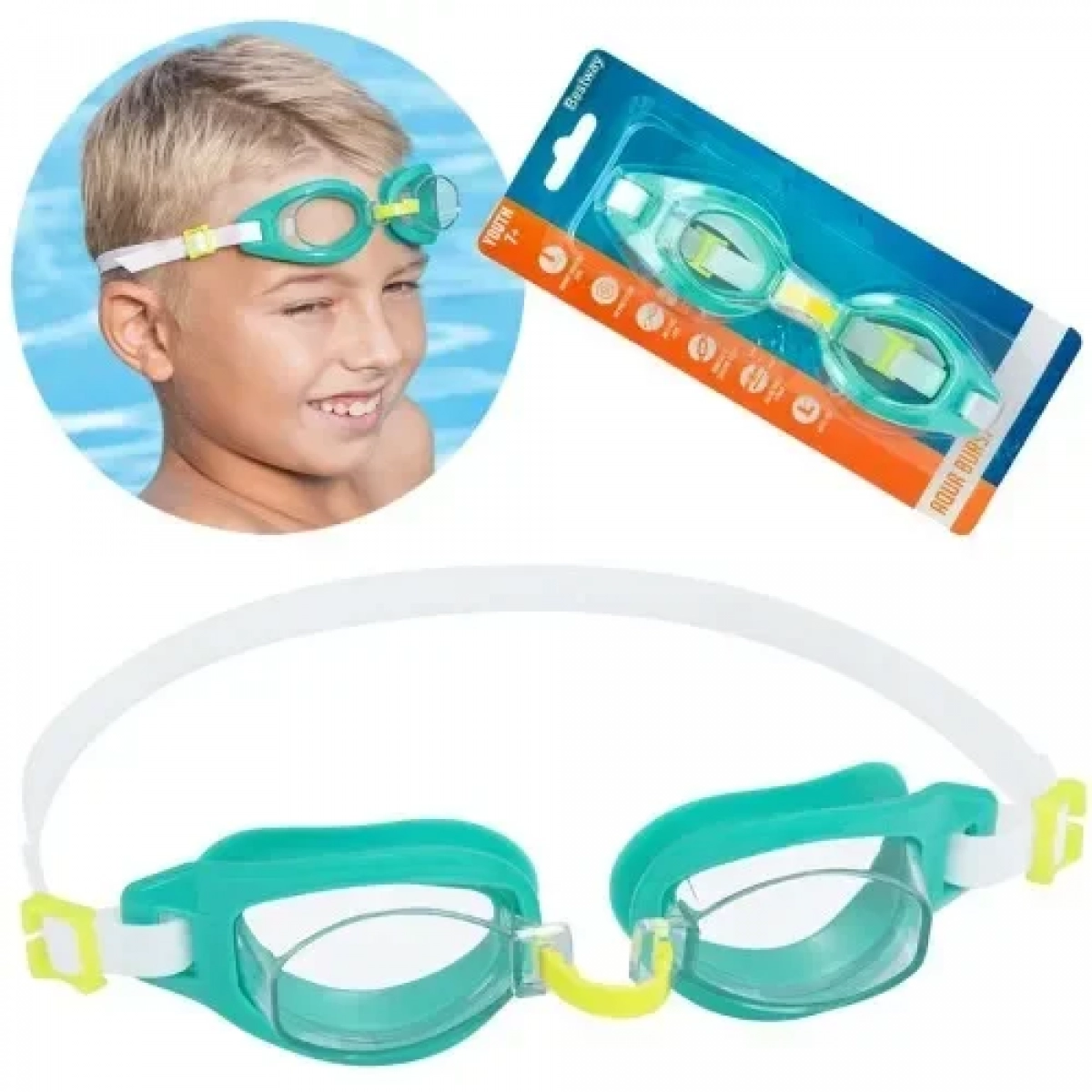 Παιδικά Γυαλάκια Θαλάσσης Aqua Burst σε Τιρκουάζ χρώμα Bestway 21049