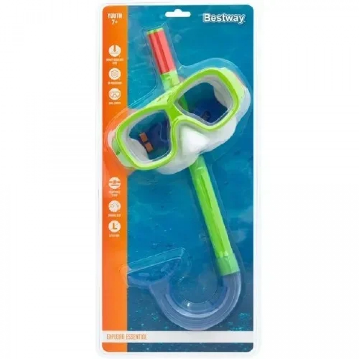 Bestway Σετ Μάσκα Θαλάσσης με Αναπνευστήρα Explora 7+ Πράσινο 24035