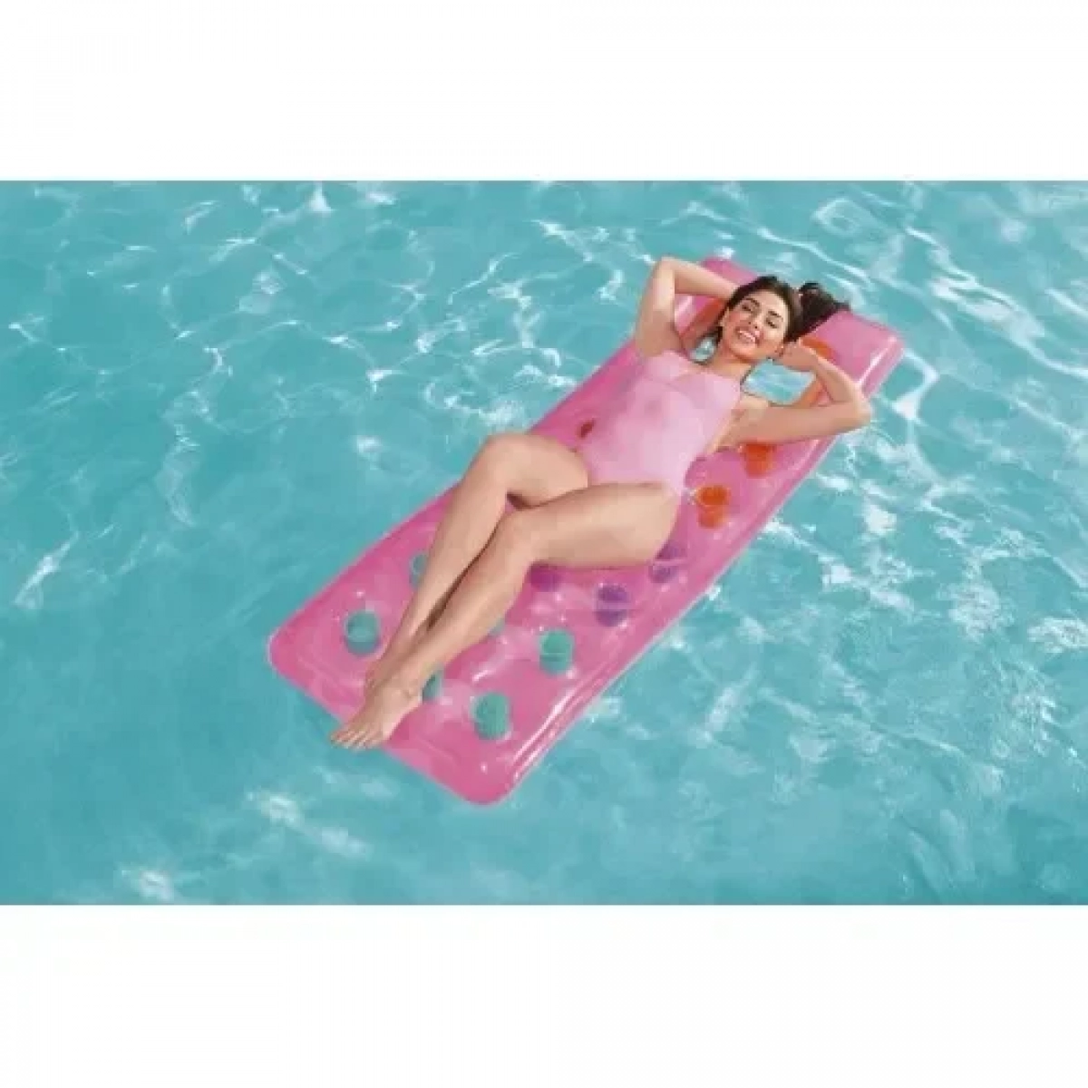 Φουσκωτό Στρώμα Θαλάσσης Transparent Floating Mat 188cm Ροζ Bestway 43040