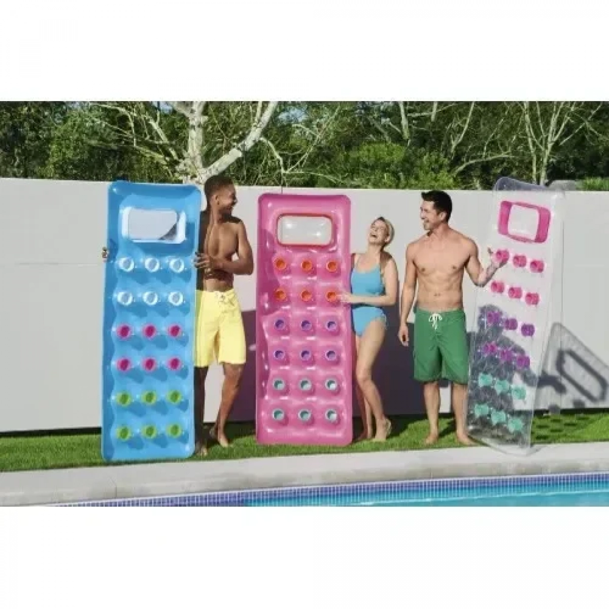 Φουσκωτό Στρώμα Θαλάσσης Transparent Floating Mat 188cm Ροζ Bestway 43040