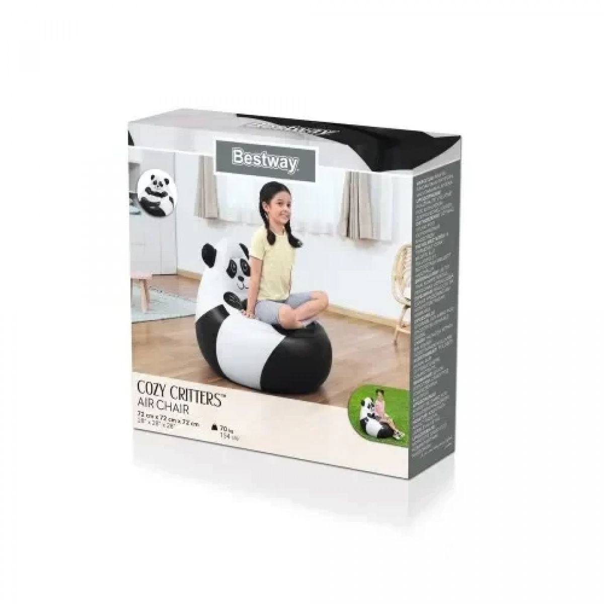 Παιδική Φουσκωτή Πολυθρόνα Panda 72x72x64 cm Bestway Cozy Critters 75116