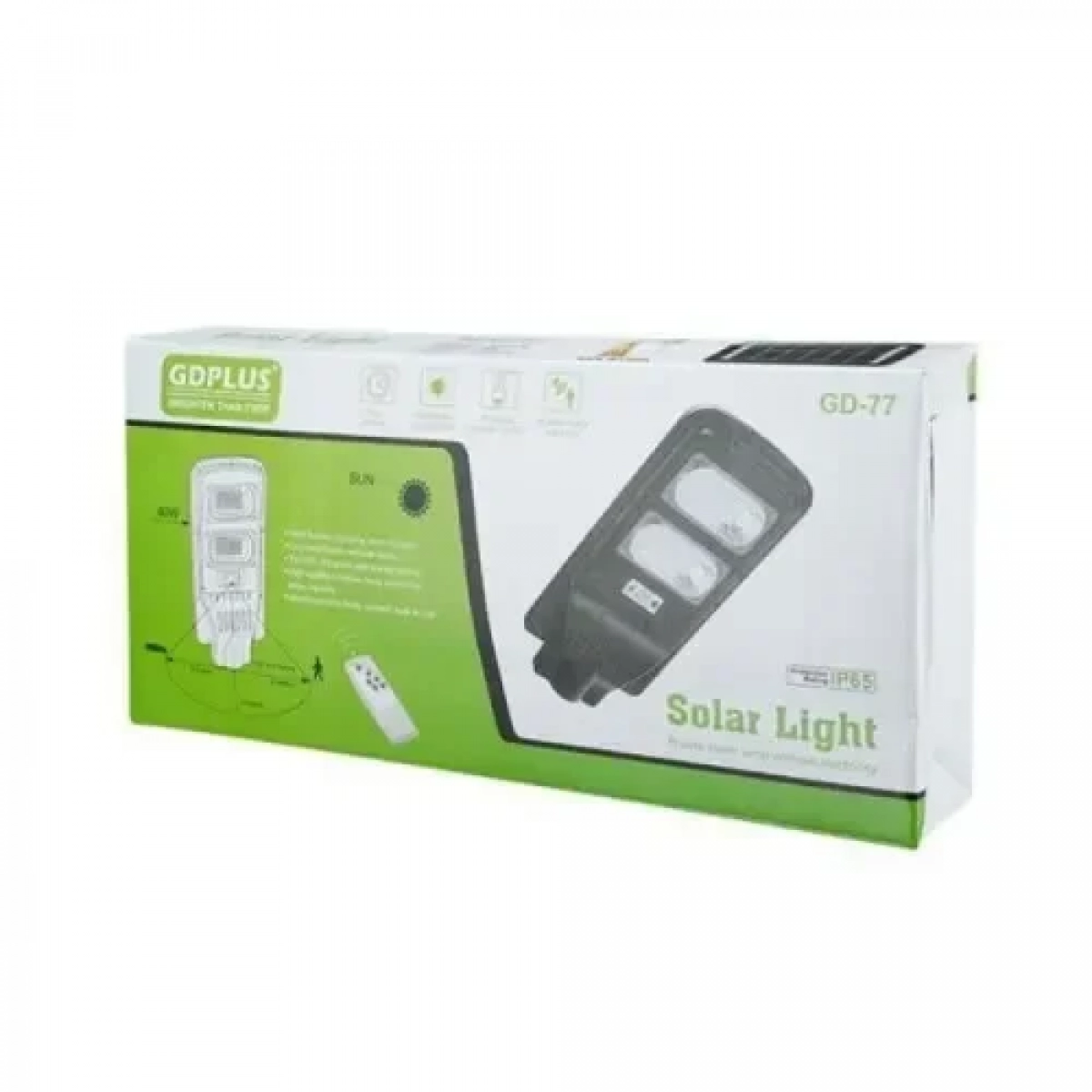 Ηλιακό Φωτιστικό Led Δρόμου 40W με Ανιχνευτή Κίνησης και Τηλεχειριστήριο σε Μαύρο Χρώμα GD-77