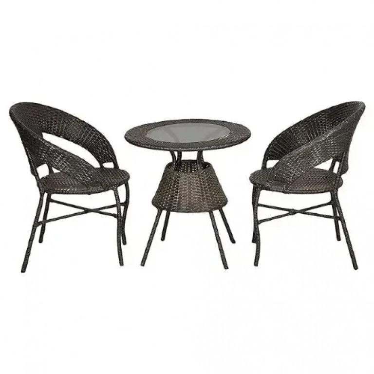Σετ Τραπεζαρίας με 2 Καρέκλες & Τραπέζι από πλαστικό rattan JGX-038