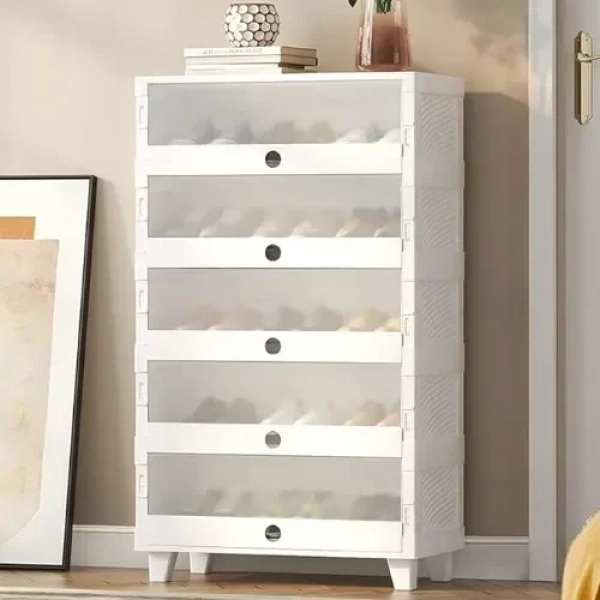 Παπουτσοθήκη 5 επιπέδων 69 x 34 x 117 cm Λευκή 303824