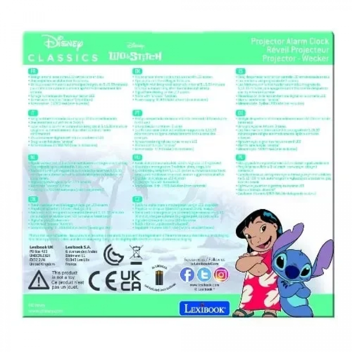 Ψηφιακό Ρολόι Επιτραπέζιο με Ξυπνητήρι Stitch Projector Lexibook RL977D