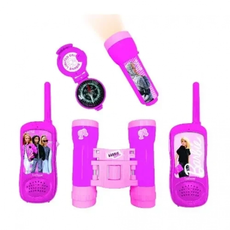 Lexibook Σετ Περιπέτειας Barbie με Walkie Talkies Εμβέλειας έως 120m, Κιάλια, Φακό & Πυξίδα RPTW12BB