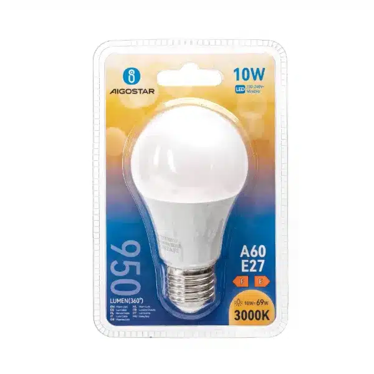Λάμπα LED A60 E27 10W 3000Κ Θερμό Λευκό Aigostar