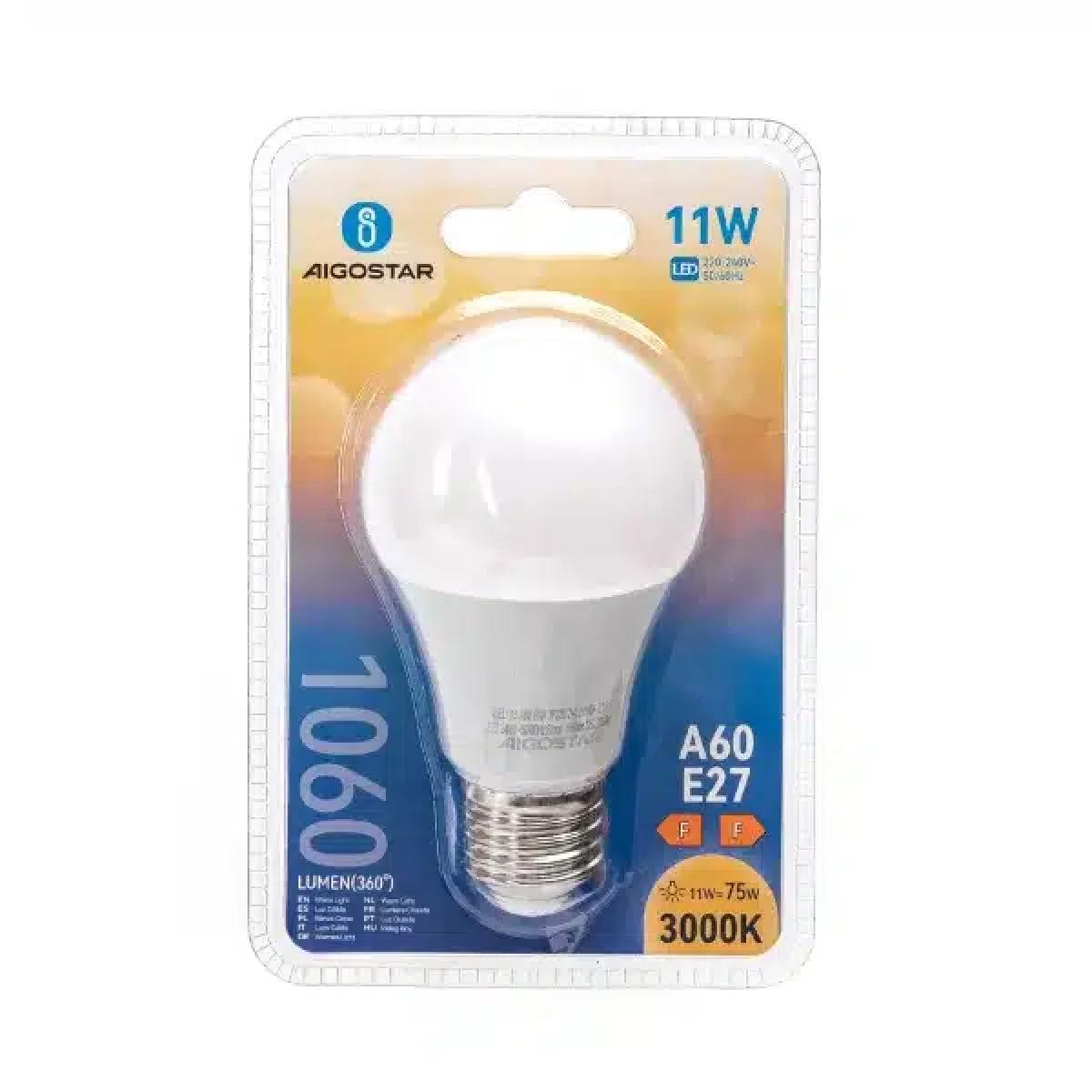 Λάμπα LED A60 E27 11W 3000Κ Θερμό Λευκό Aigostar