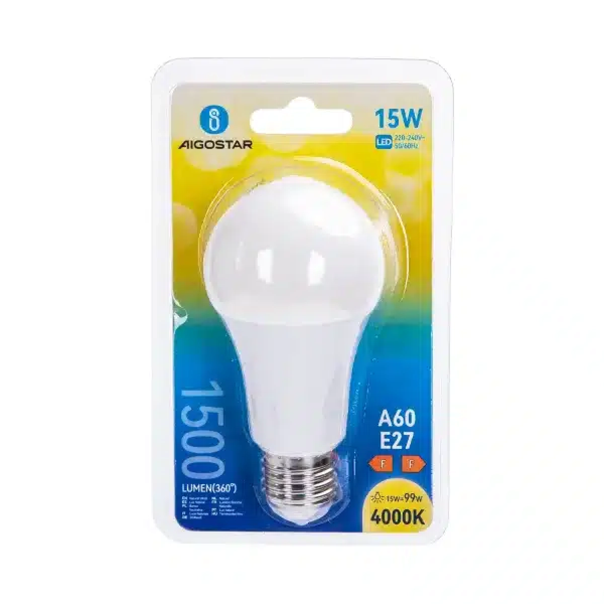 Λάμπα LED A60 E27 15W 4000Κ Φυσικό Λευκό Aigostar